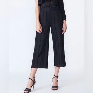 Veronica Beard Leta‎ Eyelet Gaucho Cropped Pants in Black Size 6